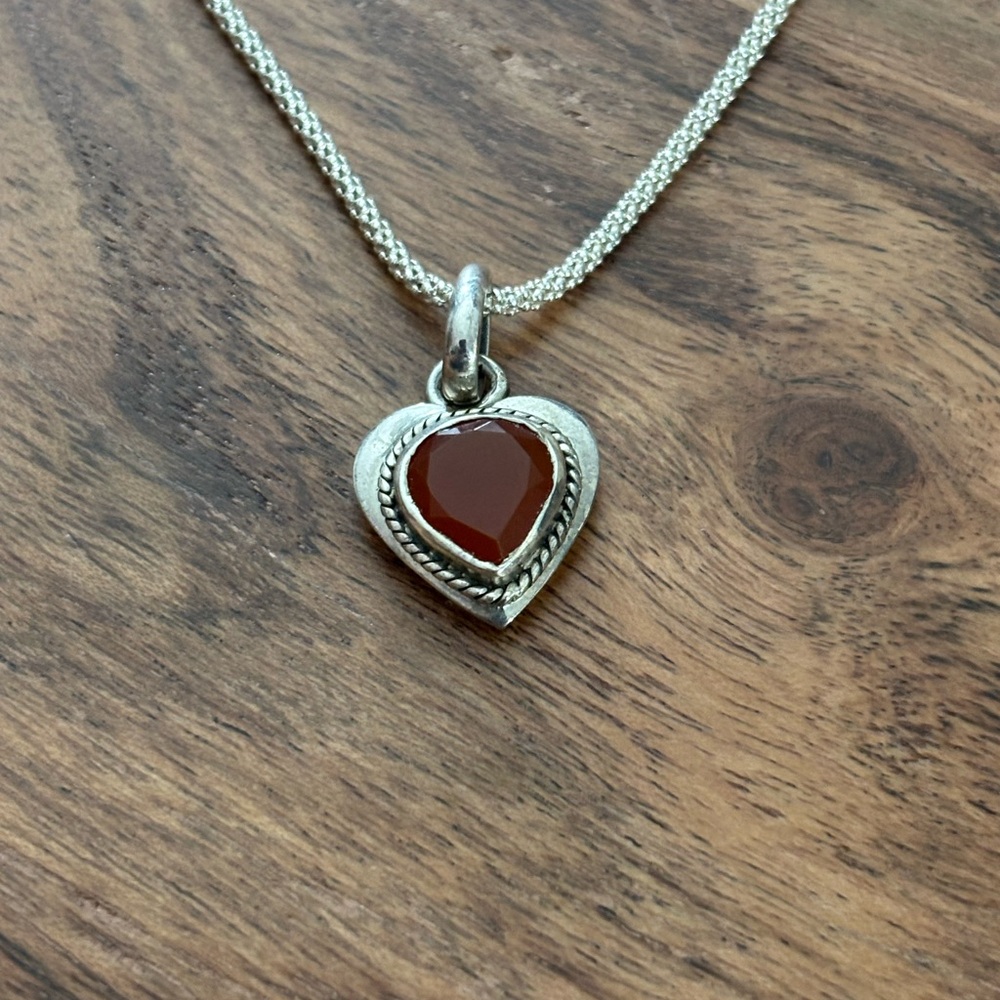 Sterling silver Carnelian Heart Pendant Necklace